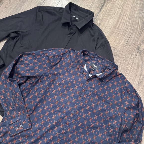 Express Black and Navy Patterned Casual Shirts long sleeve button down size XXL - Picture 2 of 9
